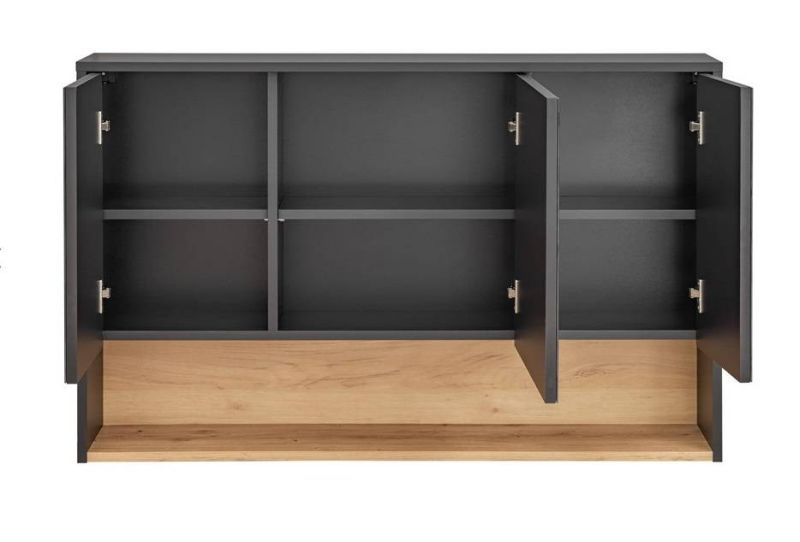 Skrinka so zrkadlom, 120cm, sivá, dub artisan, BORNEO COSMOS 843