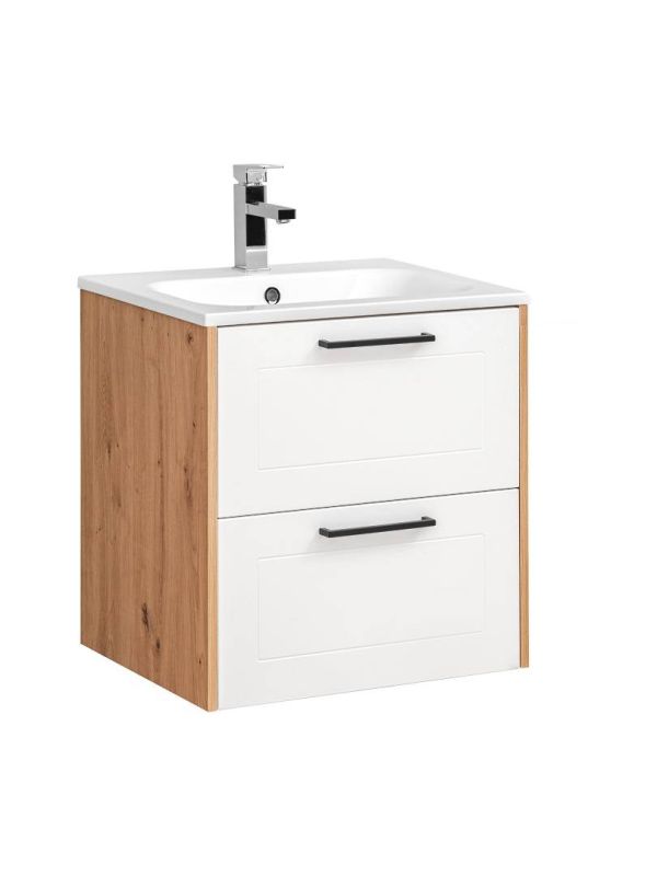 Skrinka pod umývadlo, 60cm, dub artisan, biela, MADERA WHITE 820