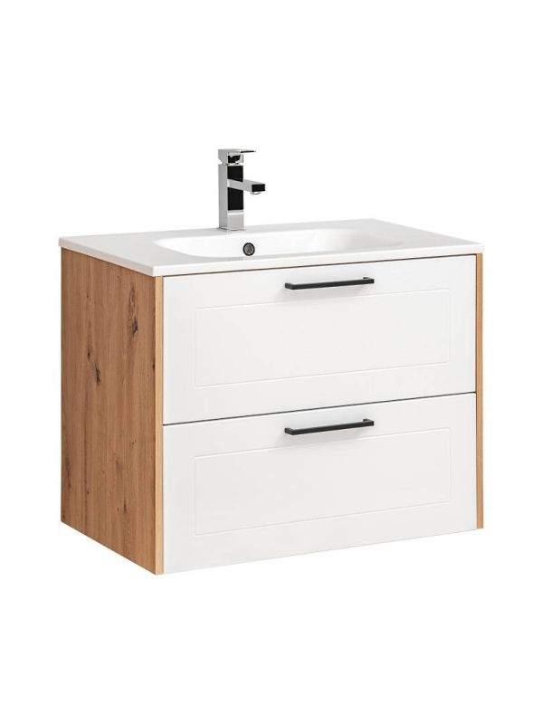 Skrinka pod umývadlo, 80cm, dub artisan, biela, MADERA WHITE 821