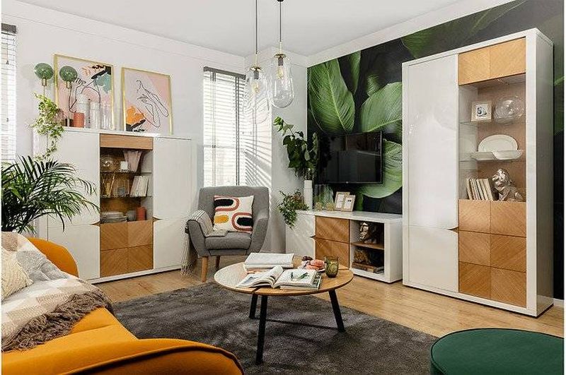 Komoda, 152cm, kombinovaná, biela, dub, BRW ROVIKA KOM2D3S