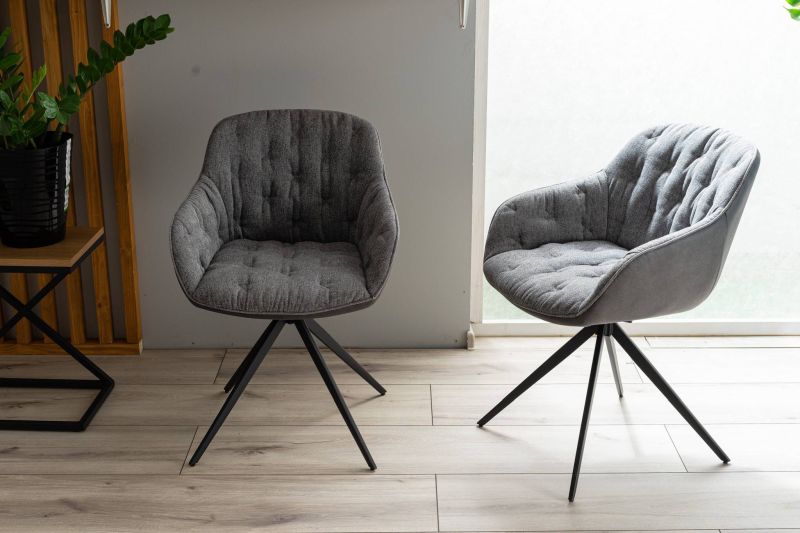 Jedálenská stolička, sivá látka, nohy kov čierny, Signal, TULIP