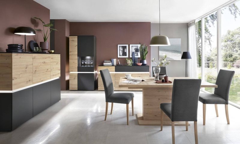 Televízny stolík, 180cm, dub artisan, cosmos grey, EXT LULEA LCCF01