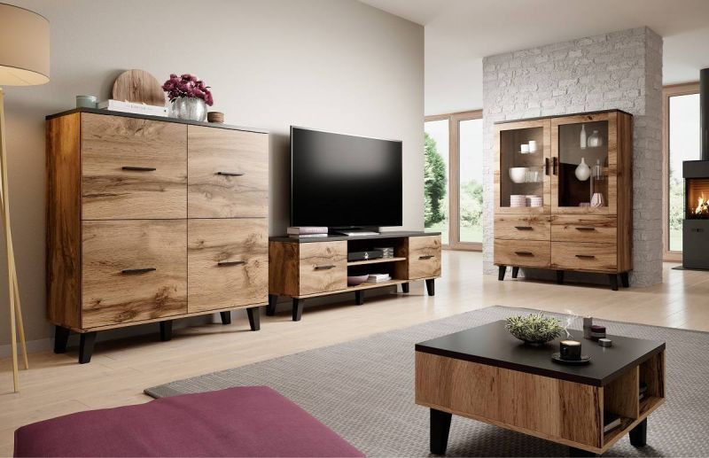 Konferenčný stolík, 60x60cm, dub wotan, čierny, Cama, LOTTA 60