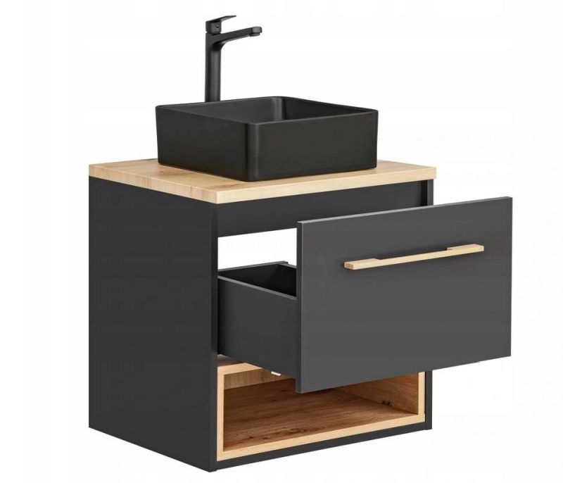 Skrinka pod umývadlo, 60cm, sivá, dub artisan, BORNEO COSMOS 820