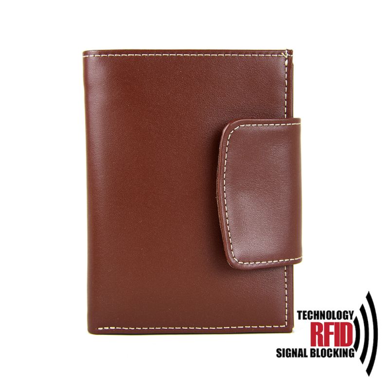 Kožená RFID peňaženka vybavená blokáciou RFID / NFC, hnedá farba č.8211