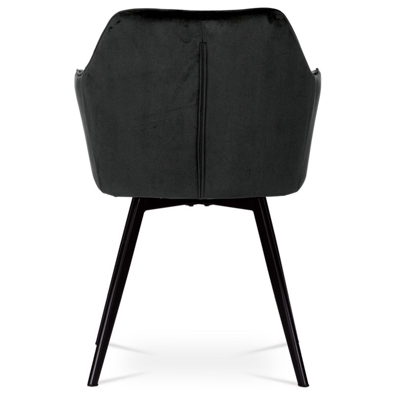 Jedálenská stolička, čierna, zamatová látka, DCH-425 BK4