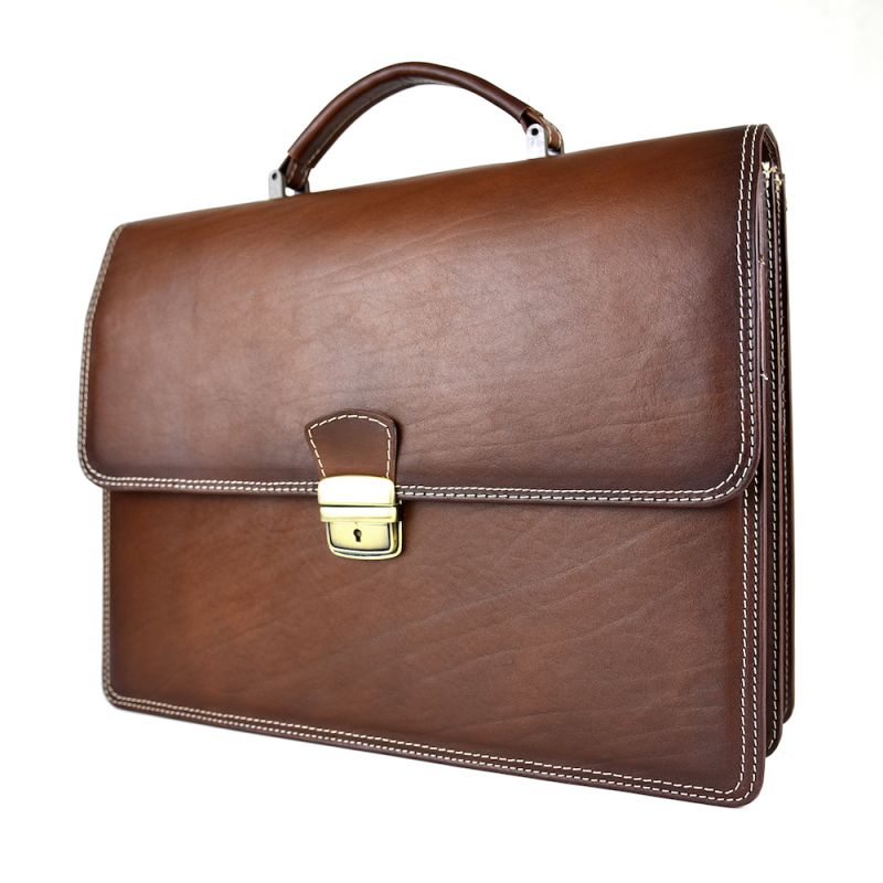 Kožená aktovka č.8040 v hnedej farbe, ručne natieraná