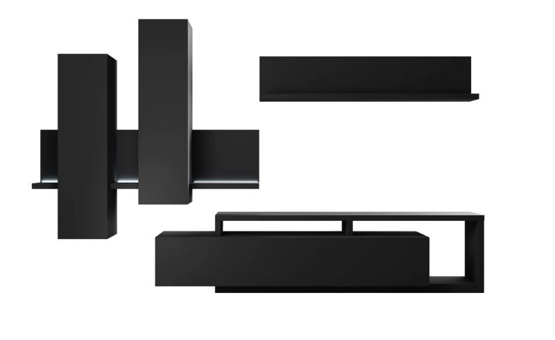 Obývacia stena, 310cm, čierna, HELVETIA BOTA 09