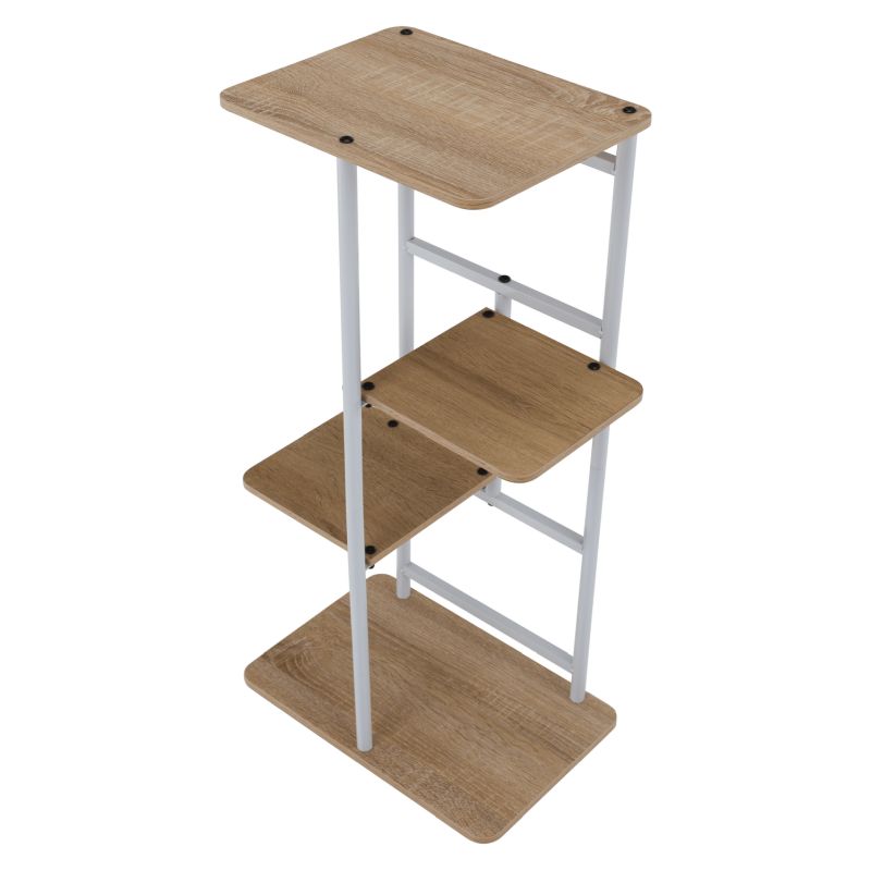 Stojan na kvety, kov biely, DTD dub sonoma, LEDOR TYP 1