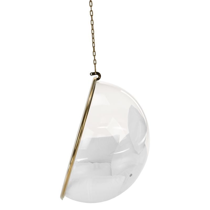 Závesné kreslo, transparentné, látka biela, BUBBLE NEW TYP 1