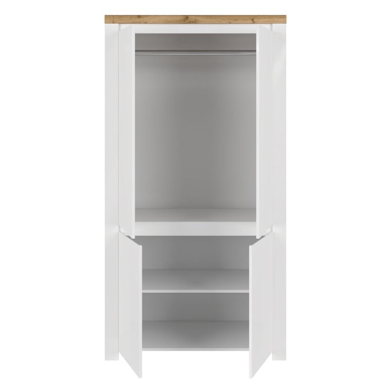 Skriňa, 106cm, kombinovaná, biely lesk, dub wotan, VILGO 4D