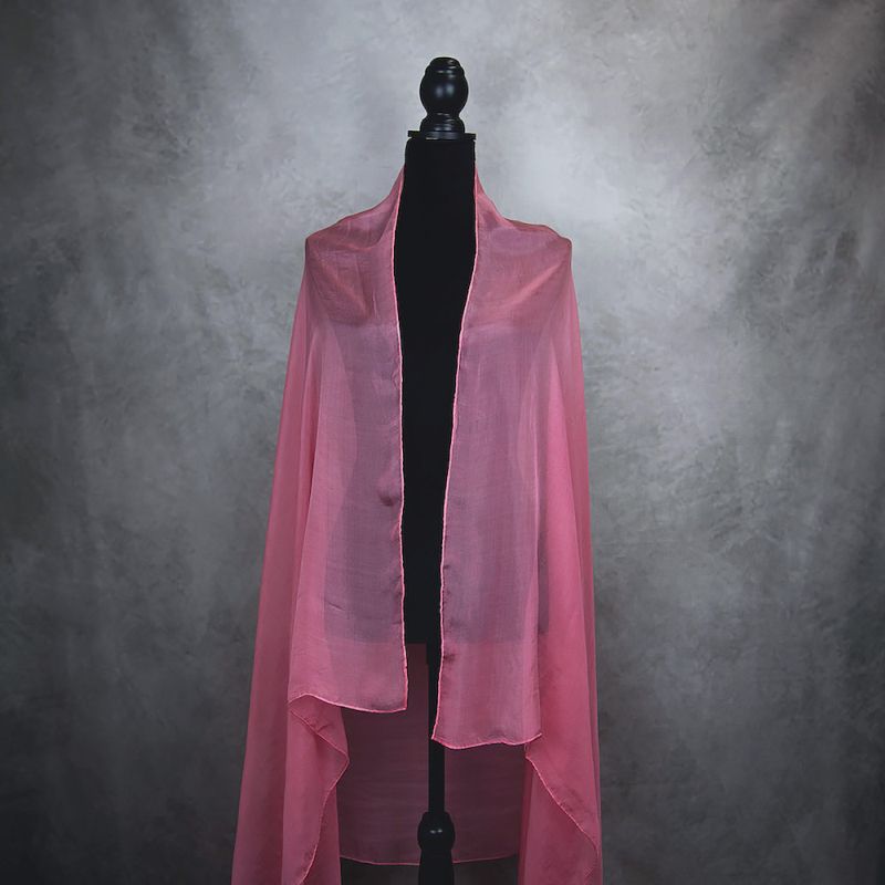 Luxusný hodvábny šál LOSOSOVÝ 180 x 110cm, Ručná výroba na Slovensku