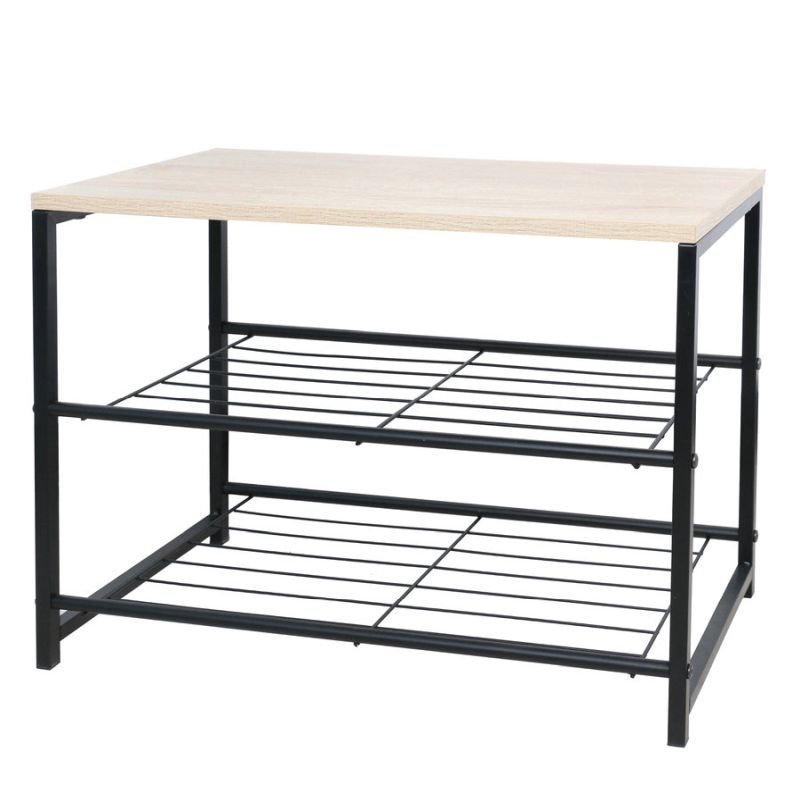 Botník, 60cm, 2-radový, čierny, prírodný, TADEO