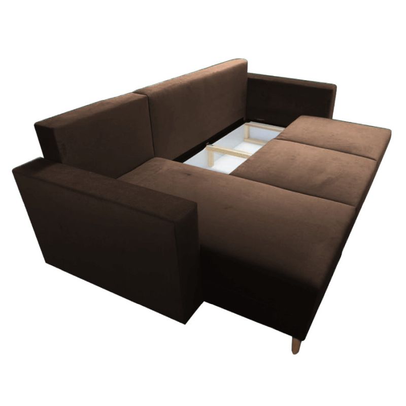 Rozkladacia sedacia súprava, hnedá látka, ľavá, BLEKY ROH