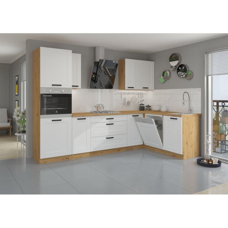 Spodná skrinka, 90cm, biela, dub artisan, LULA 105 ND 1F BB