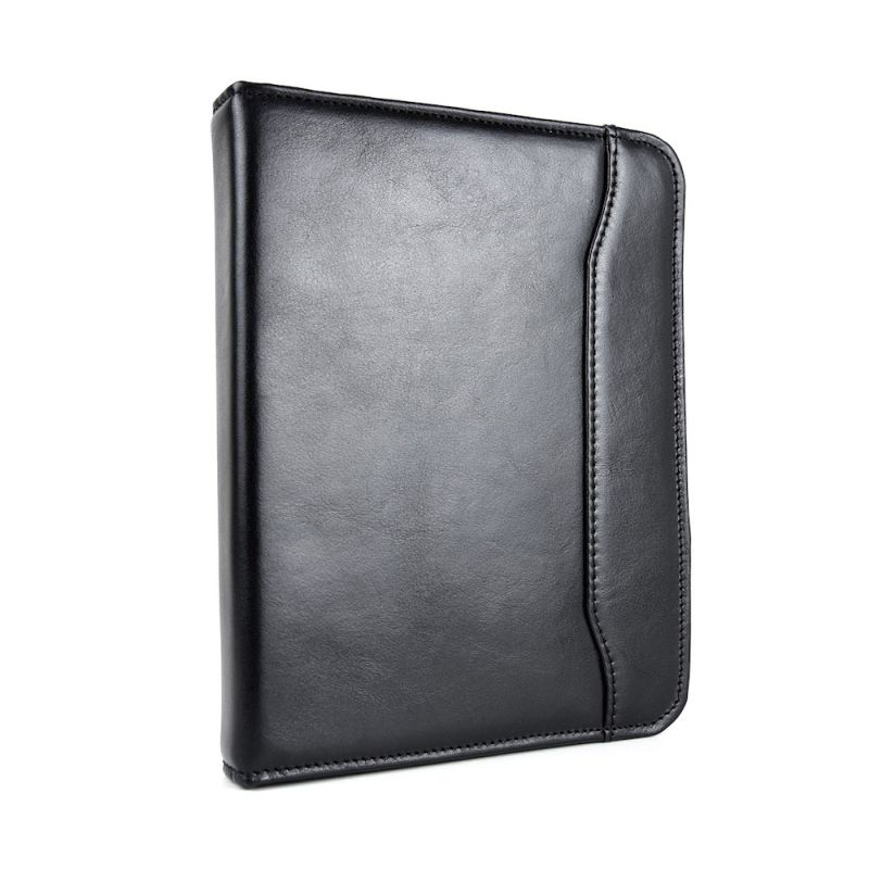 Kožený pracovný diár na zips v čiernej farbe