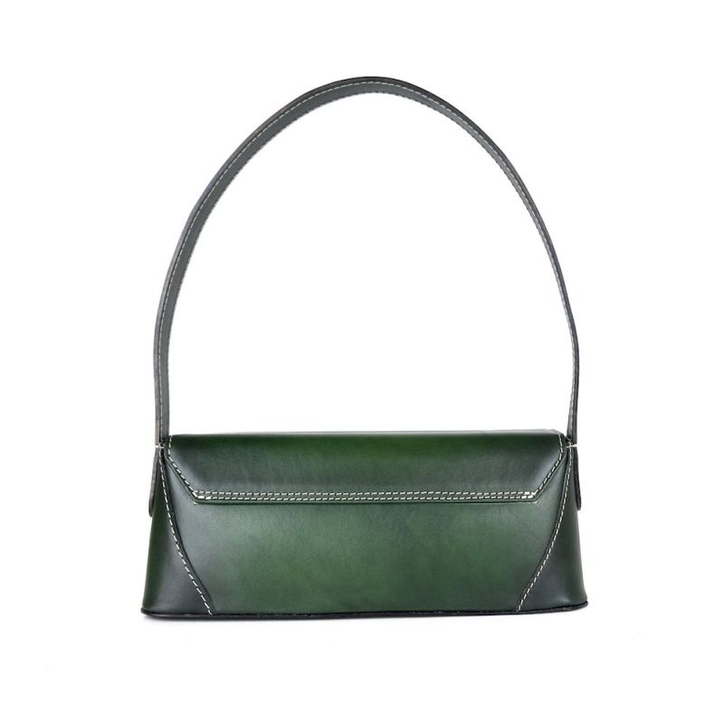 Kožená kabelka ručne tieňovaná v zelenej farbe
