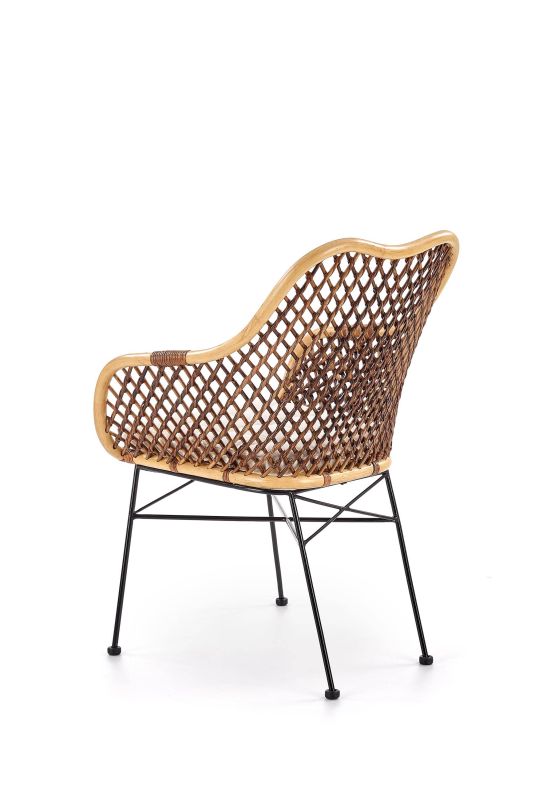 Jedálenská stolička, rattan, nohy kov čierny, HALMAR, K-336