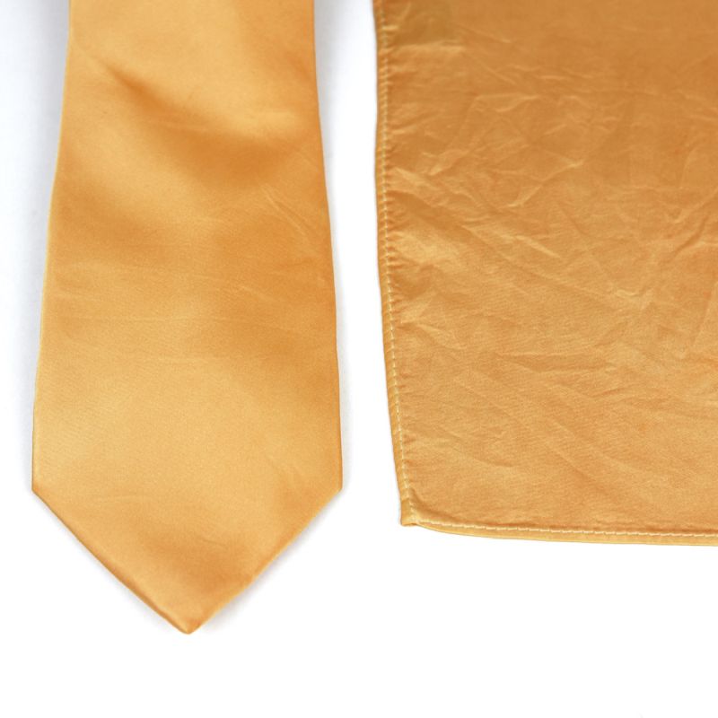 Hodvábna kravata + vreckovka v marhuľovej farbe, Slovenská výroba 100% hodváb