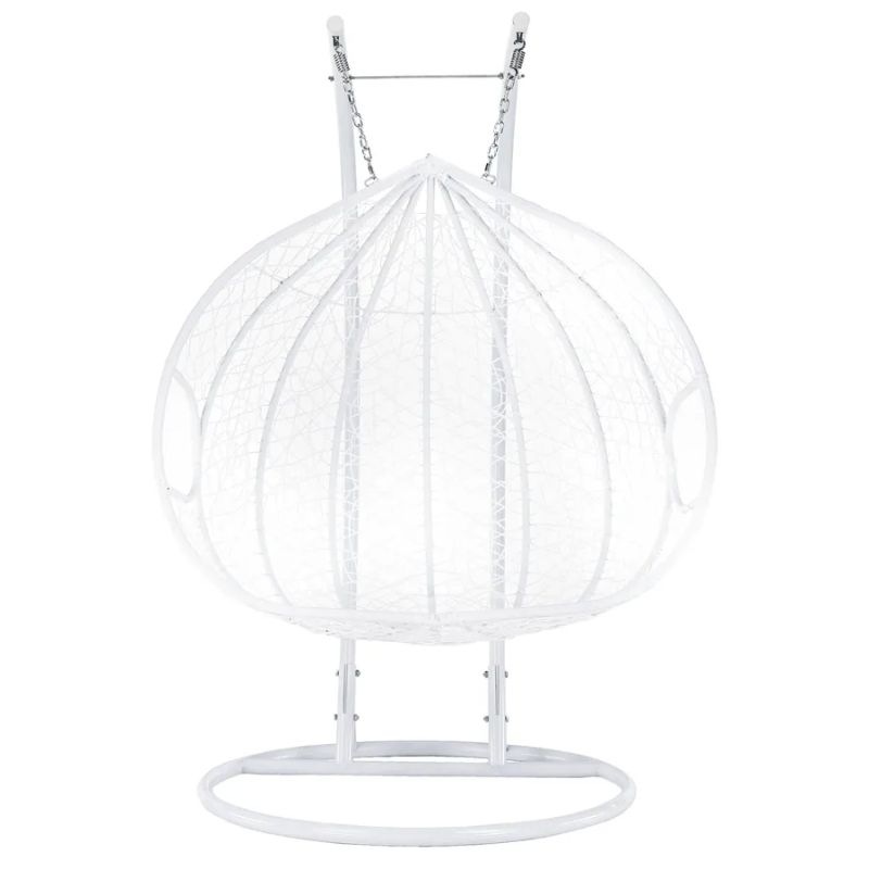 Závesné dvojkreslo, kov biely, látka vzor kvety, DALVEA 2 NEW