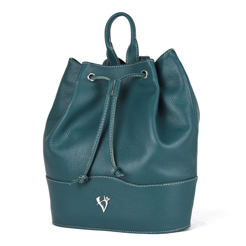 Kožený batoh z pravej kože v petrolovej farbe