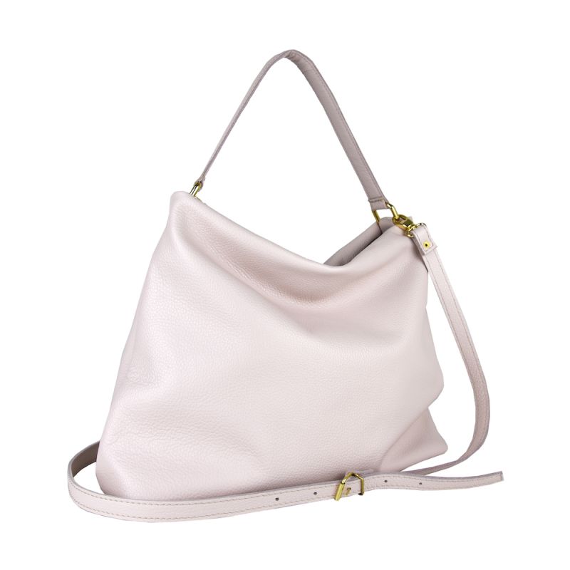 Módna vrecovitá kožená kabelka v ružovej farbe