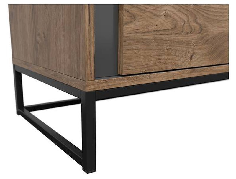 Komoda, 160cm, kombinovaná, grafit, dub ribbeck, BRW LUTON KOM1D3S