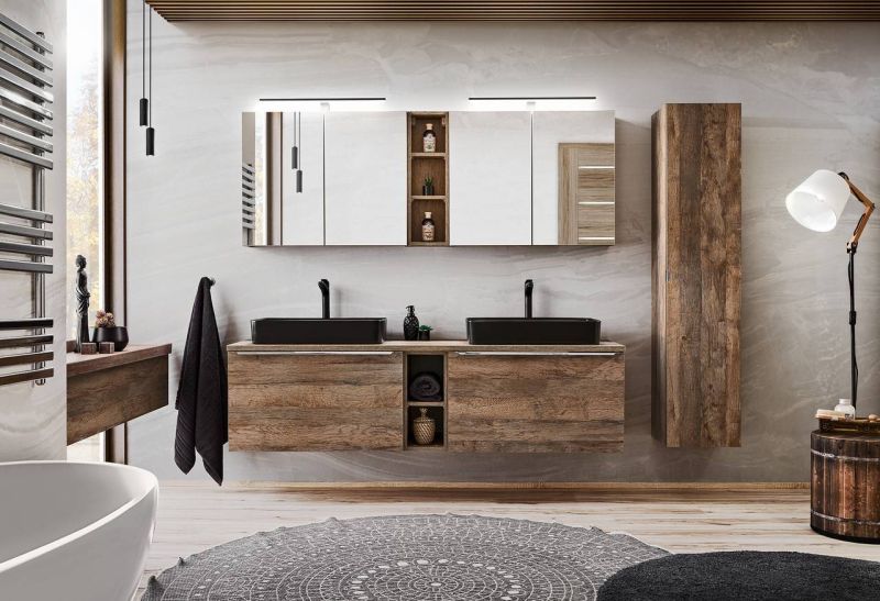 Kúpeľňová doska, 100cm, dub santa fe vintage, SANTA FE OAK 89-100-A