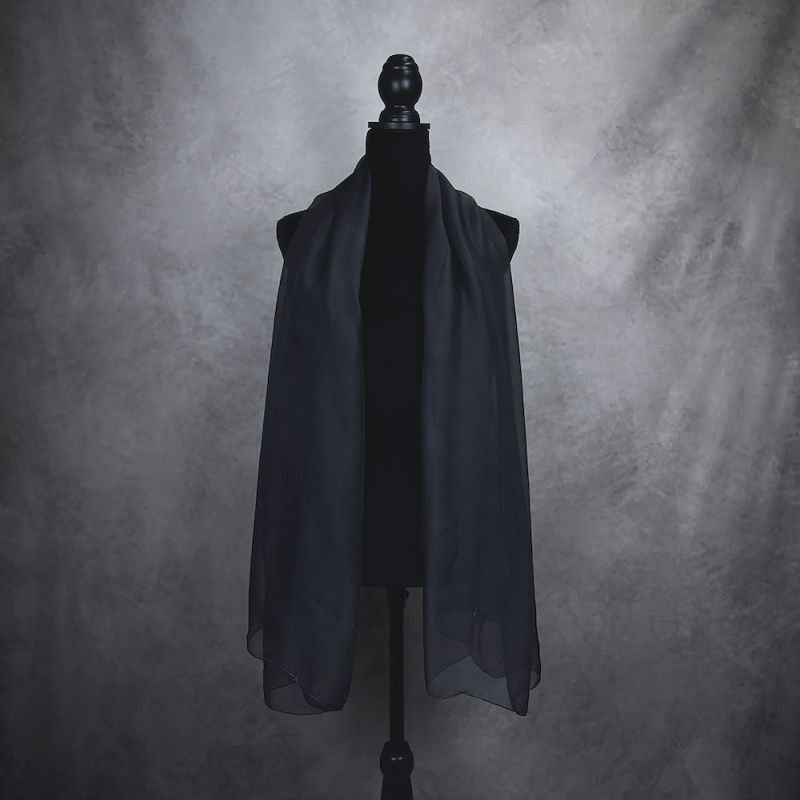 Hodvábny šál ČIERNY 180 x 110cm