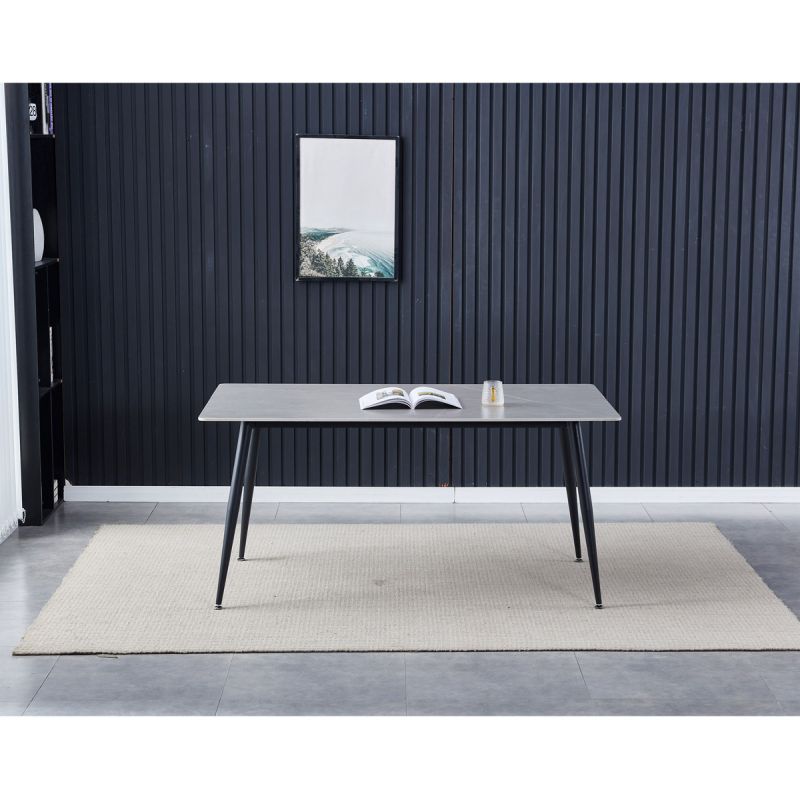 Jedálenský stôl 160x90cm, keramika, kov, sivý, HT-406M GREY