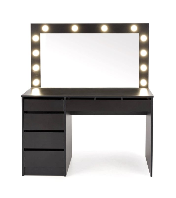 Toaletný stolík, 120cm, čierny, HALMAR, HOLLYWOOD XL