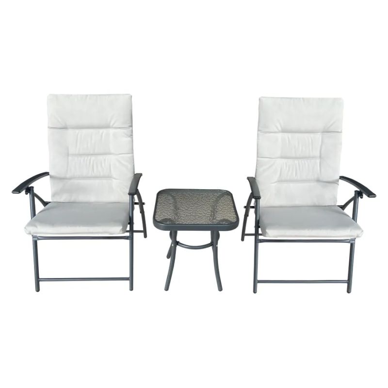 Záhradný set 1+2, sivá látka, tmavosivý kov, MUSON