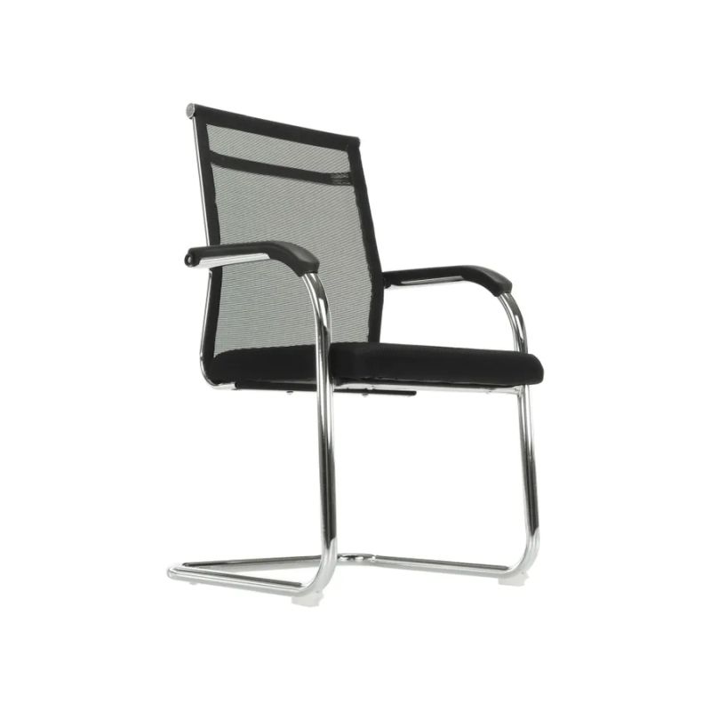 Zasadacia stolička, čierna sieťovina, kov strieborný, ESIN