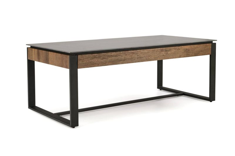 Konferenčný stolík, 121x61cm, čierny, orech, čierny mramor, RAMONA