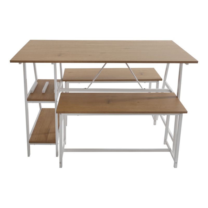 Jedálenský set 1+2, 120x60cm, MDF, dub, biely, ZAFAR