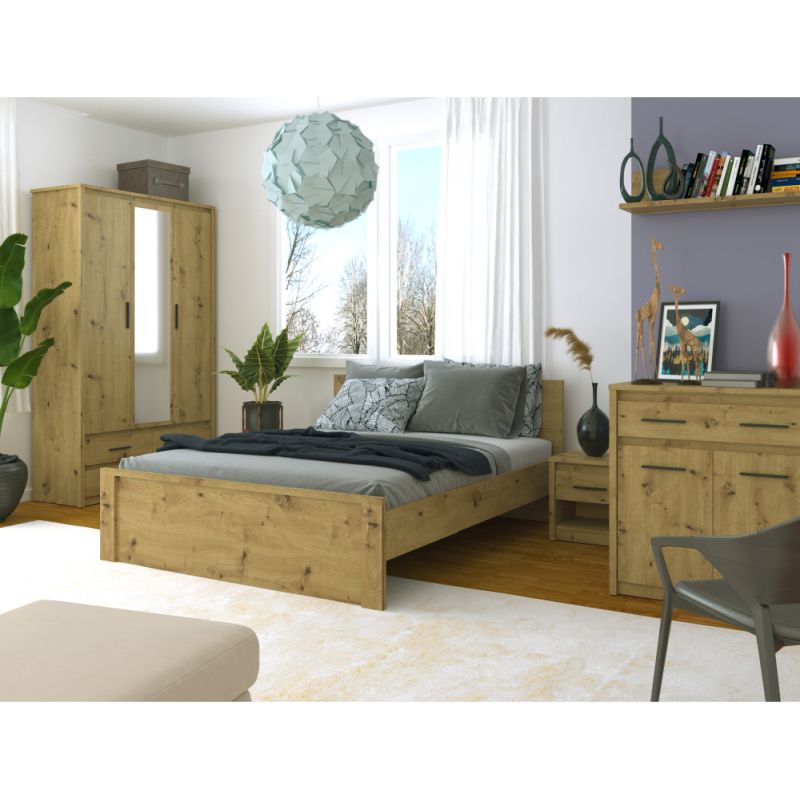 Komoda, 86cm, kombinovaná, dub artisan, AIRON 2D1S