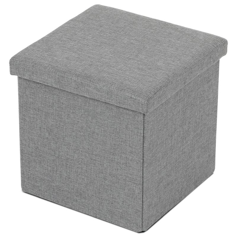 Taburet, 38cm, úložný priestor, sivá látka, TAB-461 GREY2