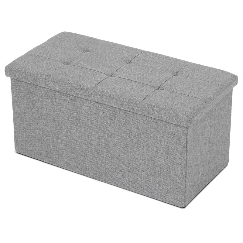 Taburet, 76cm, úložný priestor, látka, sivá, TAB-462 GREY2