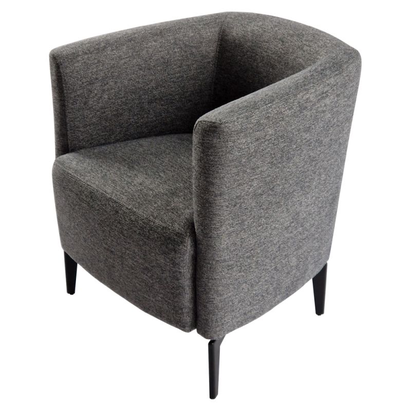 Dizajnové kreslo, kov čierny, sivá látka, KAPY