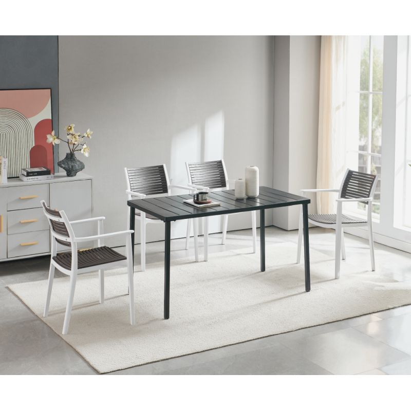 Stohovateľná stolička, biely a sivý plast, HERTA