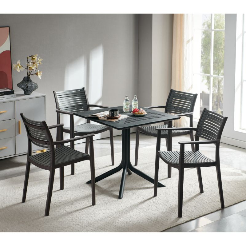 Stohovateľná stolička, hnedý a sivý plast, HERTA