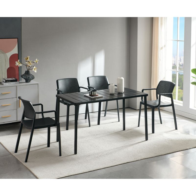 Záhradný stôl, 130x70cm, čierny, kov, SALTON