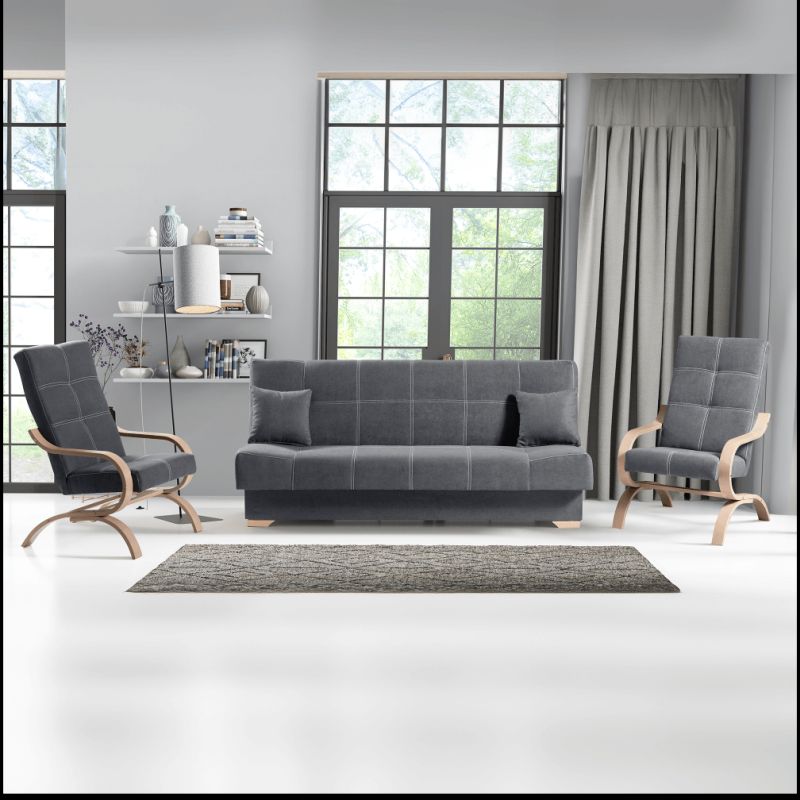 Kreslo, drevo buk, sivá látka, GINY