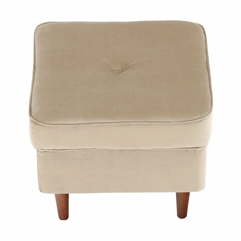 Moderný taburet, 40cm, látka béžovozlatá, drevo orech, RUFINO 3 NEW