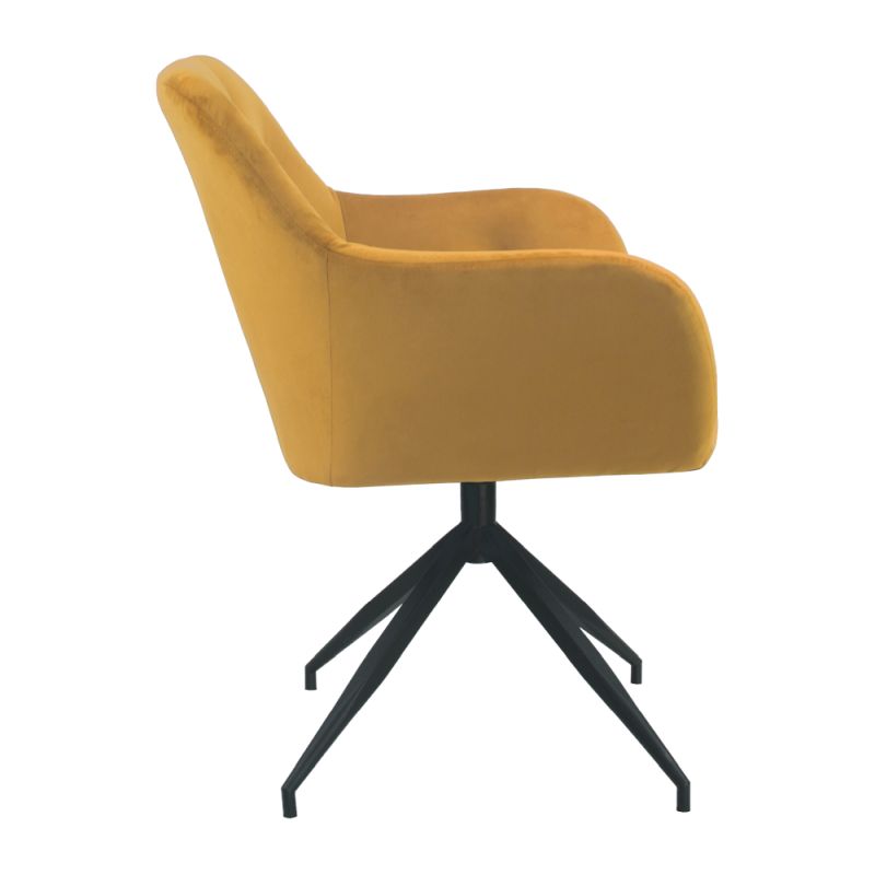 Otočná stolička, horčicová látka, čierny kov, VELEZA NEW