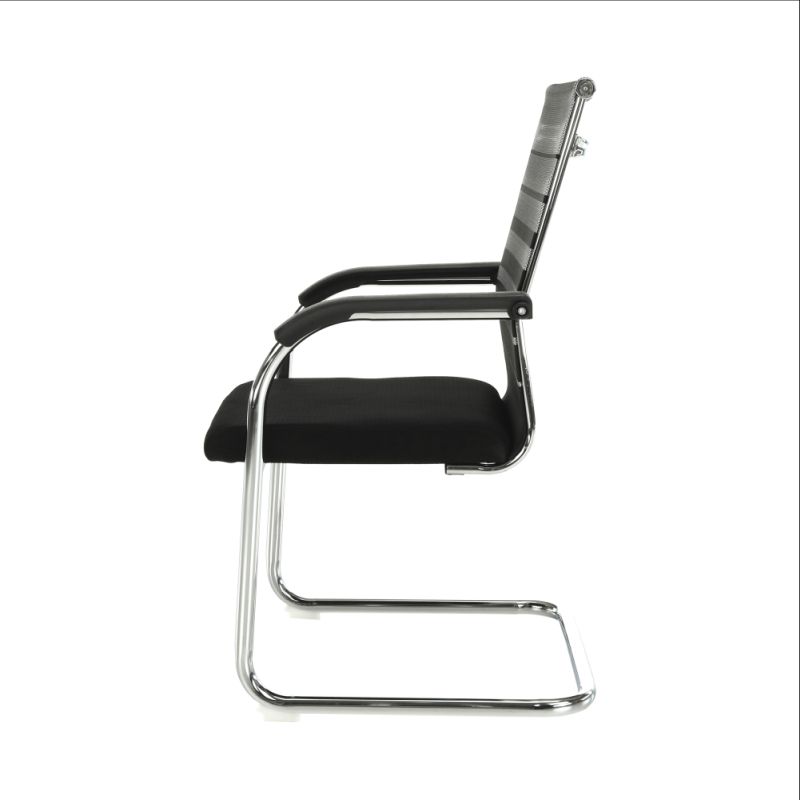 Zasadacia stolička, sivá a čierna sieťovina, kov strieborný, ESIN