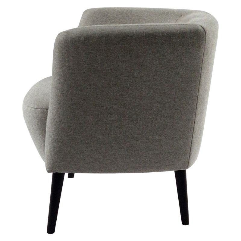 Kreslo, celočalúnené, drevo čierne, svetlosivá látka, ALIEN