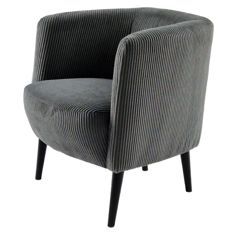 Kreslo, celočalúnené, drevo čierne, sivá látka, ALIEN