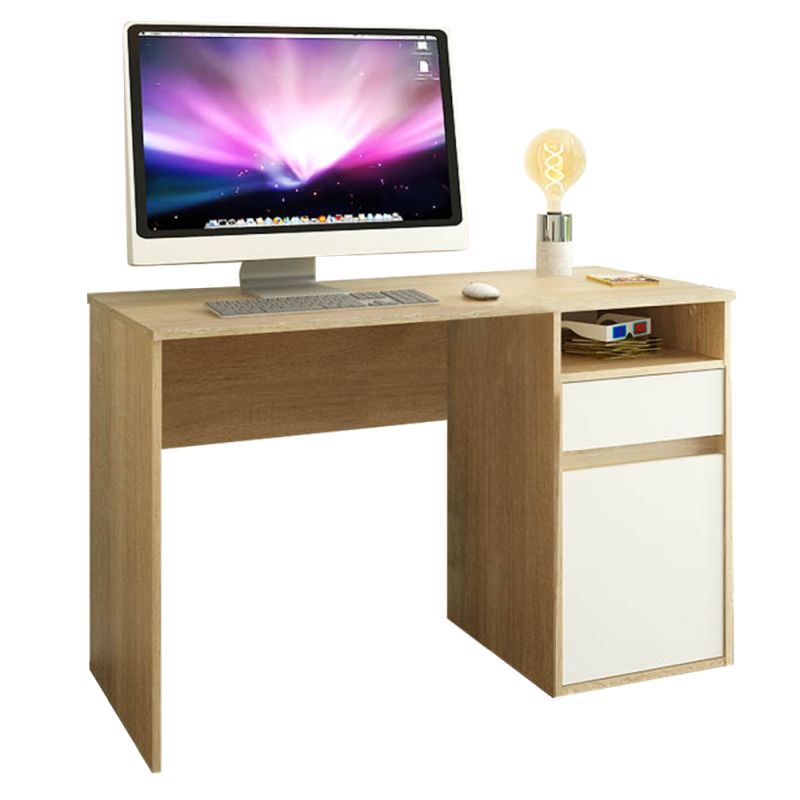 PC stôl, 120x53cm, dub sonoma, biely, BILI NEW