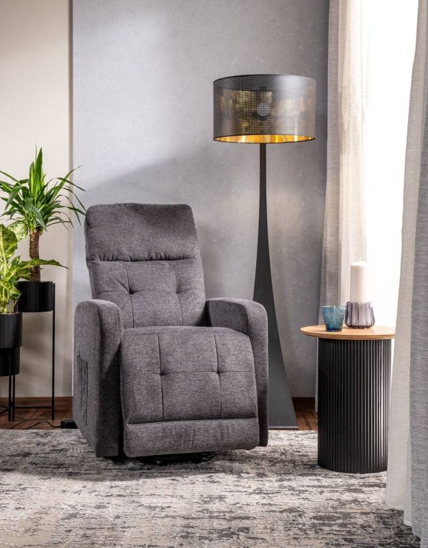 Elektrické polohovacie kreslo, tmavo sivá látka, Signal, OTUS II BREGO